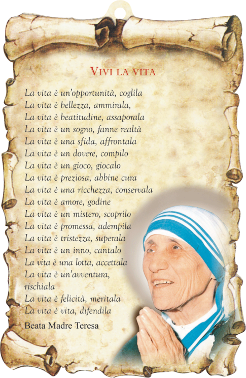Poesia Di Natale Madre Teresa Calcutta.Beata Teresa Di Calcutta Una Casa Sulla Roccia